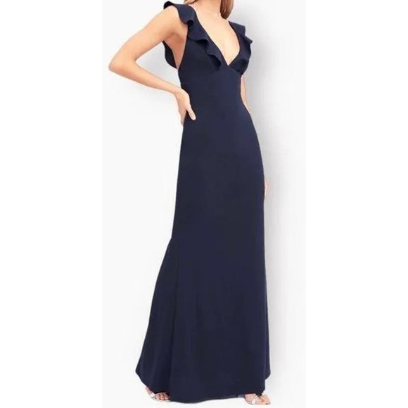 Lulu's Women's Perfect Opportunity Ruffle Maxi Mermaid Dress Navy Formal Prom - Picture 1 of 10